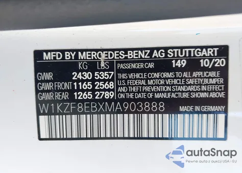 2021 Mercedes-Benz E 350 4Matic z USA, uszkodzony, nr VIN W1KZF8EBXMA903888
